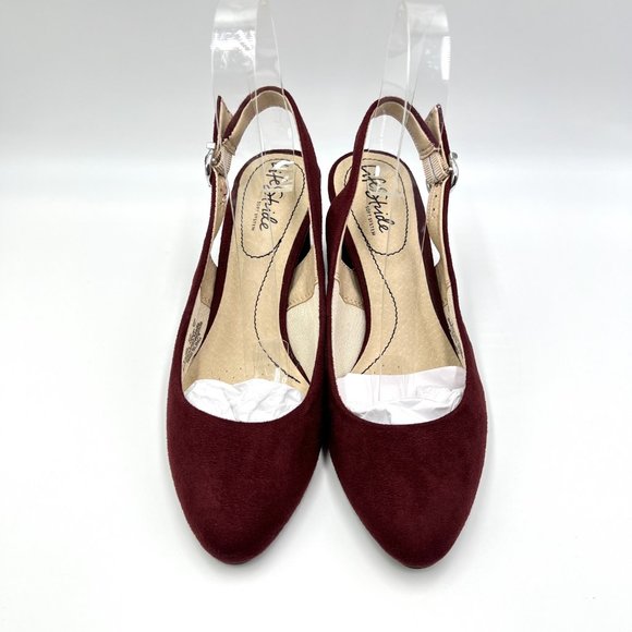 Lifestride Womens Gigi Sling Red Wine Burgundy Slingback Heels Pumps Shoes 7M - Picture 2 of 12